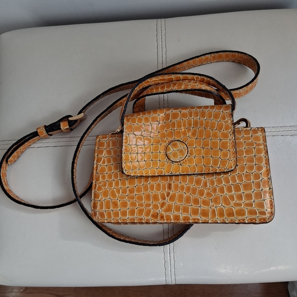 Marge Sherwood Patent Leather Satchel Yellow Bag Purse - Picture 5 of 12